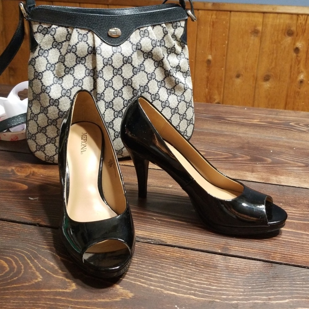 Merona Black Patent High Heels Size US 7 EUR 37